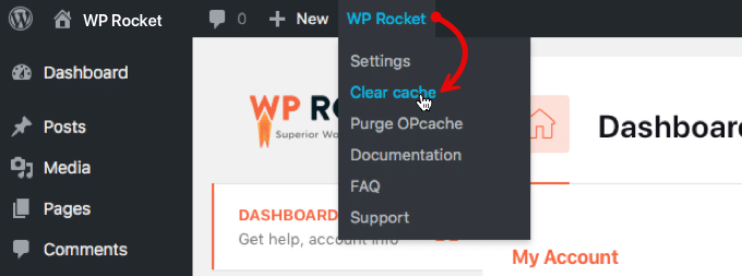 حذف کش در افزونه WP-Rocket